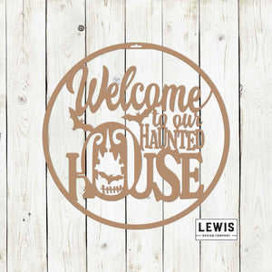Welcome to Our Haunted House Metal Door Hanger | Halloween Decor — view 2