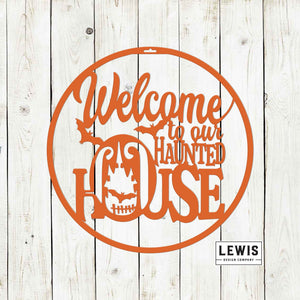 Welcome to Our Haunted House Metal Door Hanger | Halloween Decor — view 1