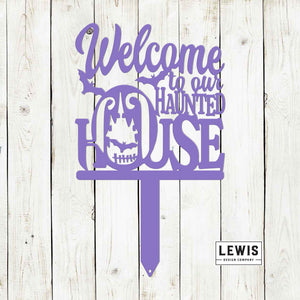 Welcome to Our Haunted House Stakes | Halloween Metal Yard Decor — view 3