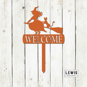 Witch Welcome Yard Stake Sign | Halloween Metal Decor — view 2