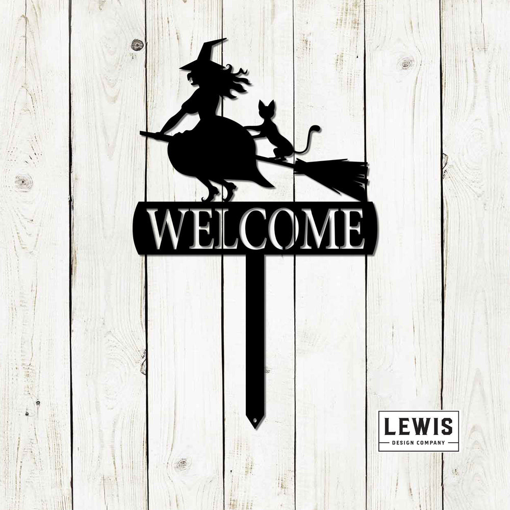 Witch Welcome Yard Stake Sign | Halloween Metal Decor