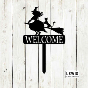 Witch Welcome Yard Stake Sign | Halloween Metal Decor — view 1