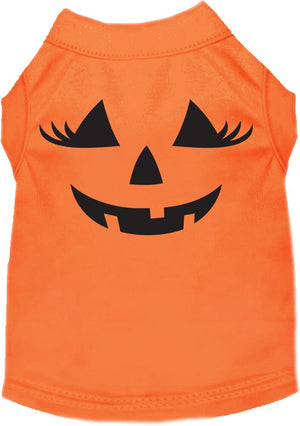 Halloween Pet Dog & Cat Shirt Screen Printed, "Pumpkin Face Her Costume" — view 1