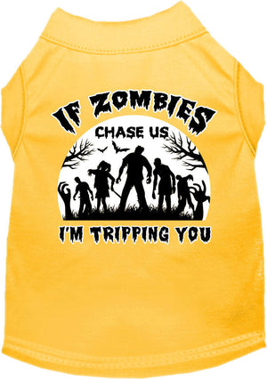 Halloween Pet Dog & Cat Shirt, "If Zombies Chase Us, I'm Tripping You" — view 5