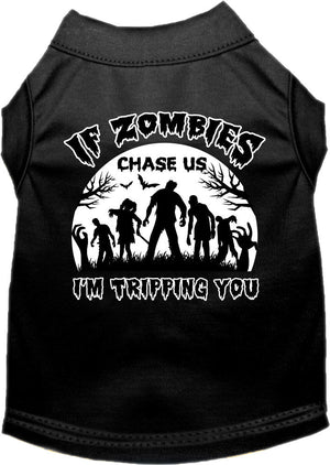 Halloween Pet Dog & Cat Shirt, "If Zombies Chase Us, I'm Tripping You" — view 6