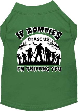 Halloween Pet Dog & Cat Shirt, "If Zombies Chase Us, I'm Tripping You" — view 8