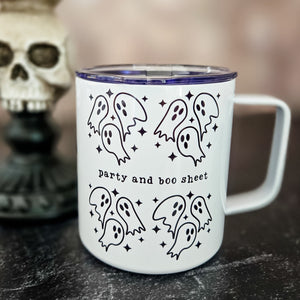 Party and Boo Sheet Halloween Travel Mug with Lid — view 2