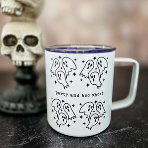 Party and Boo Sheet Halloween Travel Mug with Lid — view 3