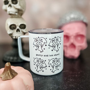 Party and Boo Sheet Halloween Travel Mug with Lid — view 1