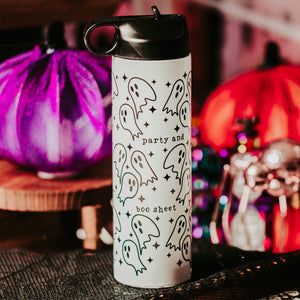 Party and Boo Sheet Ghost Halloween Water Bottle Drink Tumbler — view 3