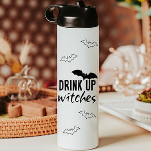 Drink up Witches Bat Halloween Water Bottle Drink Tumbler — view 3