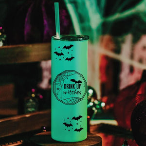 Creepy Drink Up Witches Funny Glow in the Dark Halloween Tumbler — view 1