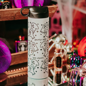 Party and Boo Sheet Ghost Halloween Water Bottle Drink Tumbler — view 1