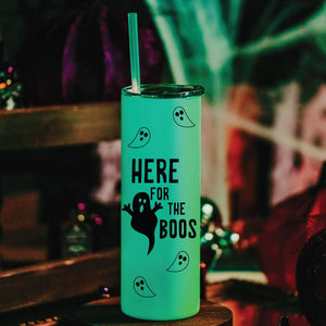Here for the Boos Funny Glow in the Dark Halloween Tumbler — view 1