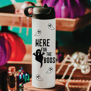 Here for the Boos Ghost Halloween Water Bottle Drink Tumbler — view 1