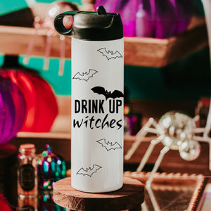 Drink up Witches Bat Halloween Water Bottle Drink Tumbler — view 1