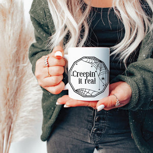 Creepin' it Real Pink Halloween Coffee Mug — view 2