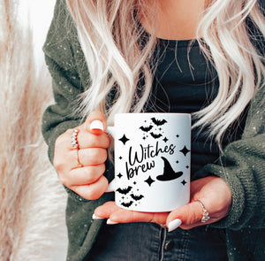 Batty Witches Brew Pink Halloween Coffee Mug — view 2