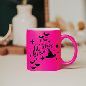 Batty Witches Brew Pink Halloween Coffee Mug — view 1