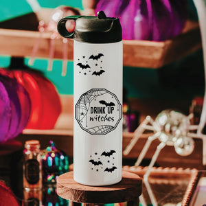 Creepy Drink up Witches Halloween Water Bottle Drink Tumbler — view 1