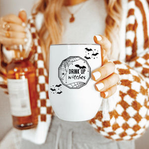 Drink Up Witches Halloween Wine Tumbler — view 1