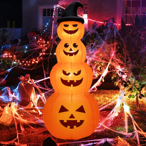 8 Feet Inflatable Halloween Pumpkins Stack with Built-in LED Lights — view 2