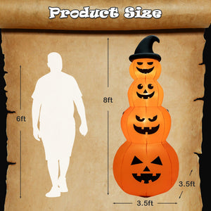 8 Feet Inflatable Halloween Pumpkins Stack with Built-in LED Lights — view 4