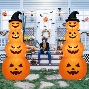 8 Feet Inflatable Halloween Pumpkins Stack with Built-in LED Lights — view 1