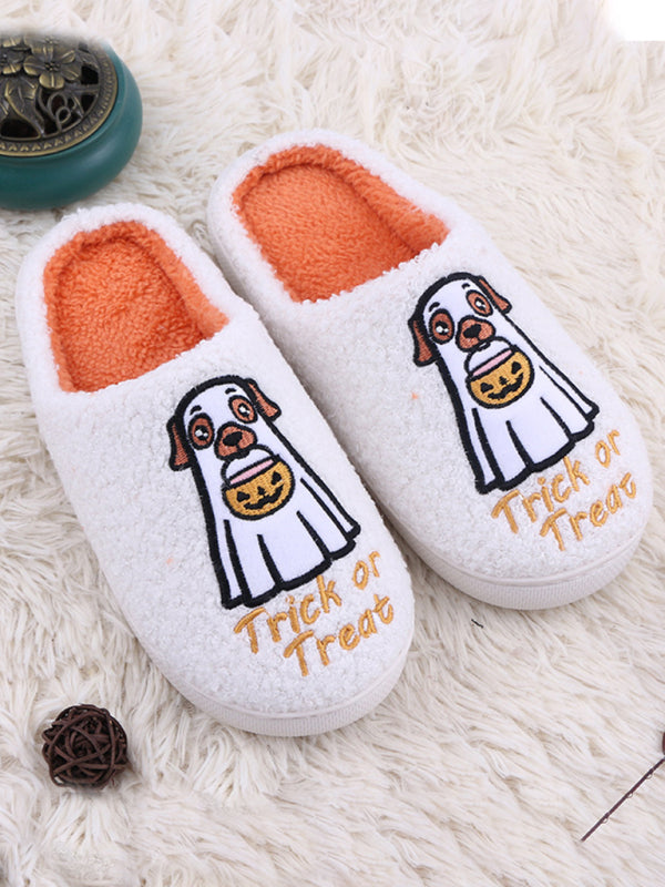 Halloween Cartoon Pumpkin Dog Comfort Slippers