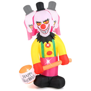 5.9 x 7.9 FT Inflatable Halloween Head Turning Clown with Hammer and Flashing Eyes — view 4