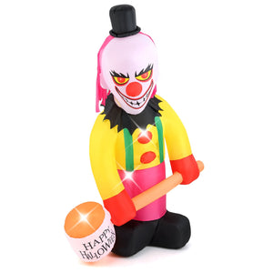 5.9 x 7.9 FT Inflatable Halloween Head Turning Clown with Hammer and Flashing Eyes — view 3