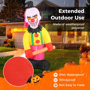 5.9 x 7.9 FT Inflatable Halloween Head Turning Clown with Hammer and Flashing Eyes — view 8