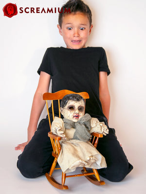 Cracked Face Creepy Doll with Sound : 14-Inch-Tall Halloween Decoration — view 6