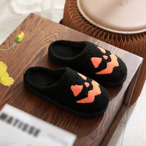 Halloween Pumpkin Pattern Furry Slippers — view 2