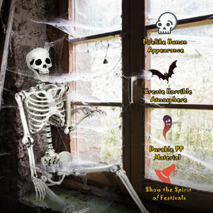 5.4 Feet Halloween Skeleton Life Size Realistic Full Body Hanging — view 2