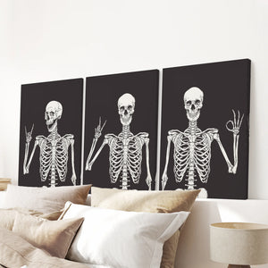 Halloween Skeleton Wall Art Set. 3 Piece Black Gothic Prints — view 5