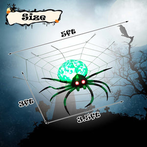 5 Feet Long Halloween Inflatable Creepy Spider with Cobweb and LEDs — view 5