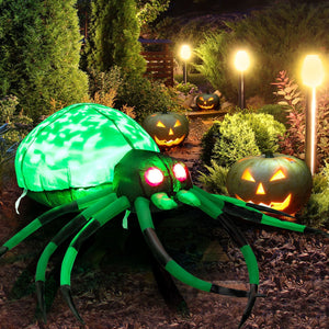 5 Feet Long Halloween Inflatable Creepy Spider with Cobweb and LEDs — view 1