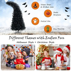 7 Feet Pre-Lit Black Halloween Tree with 8 Flash Modes and 400 Lights — view 7
