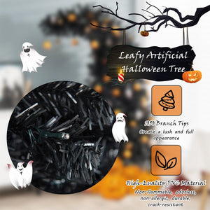 7 Feet Pre-Lit Black Halloween Tree with 8 Flash Modes and 400 Lights — view 2