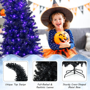 7 Feet Pre-Lit Black Halloween Tree with 8 Flash Modes and 400 Lights — view 5