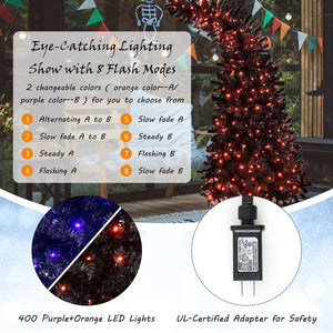 7 Feet Pre-Lit Black Halloween Tree with 8 Flash Modes and 400 Lights — view 8