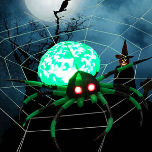 5 Feet Long Halloween Inflatable Creepy Spider with Cobweb and LEDs — view 2