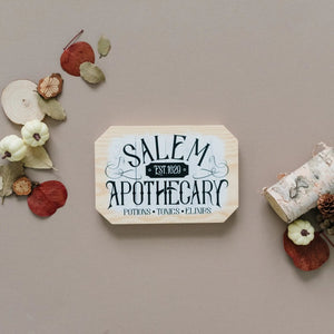 Salem Apothecary Sign Halloween Decor, wood block home decor, Fall decor wood sign — view 5