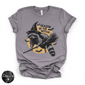 Season of the Witch Raccoon Tee | Witchy Trash Panda Halloween Graphic T-Shirt — view 3