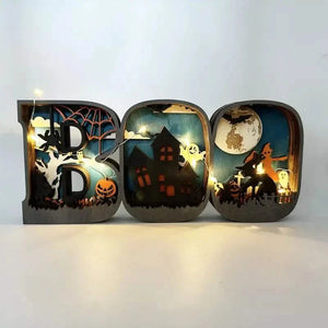Wooden 3D Halloween Letter Shaped LED Light — view 1